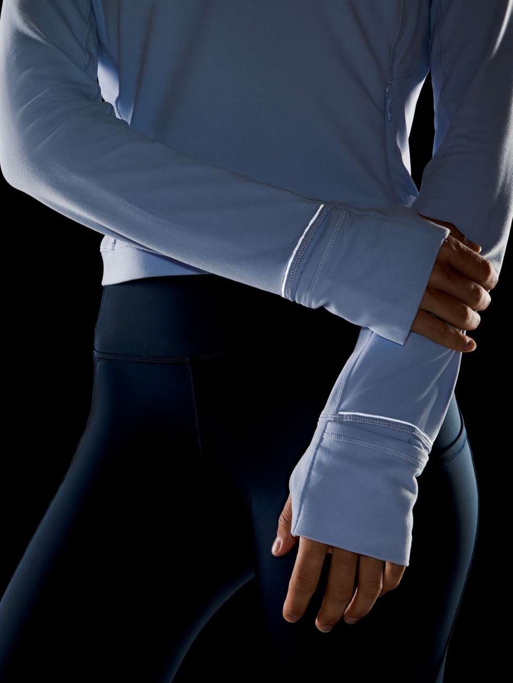 Lululemon Its Rulu Run Cropped Half-Zip in Blue Linen Size 6 - Picture 4 of 10